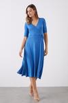 Dorothy Perkins Blue Wrap Short Sleeve Midi Dress thumbnail 1