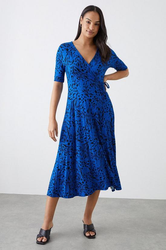 Dorothy Perkins Blue Printed Short Sleeve Wrap Dress 2
