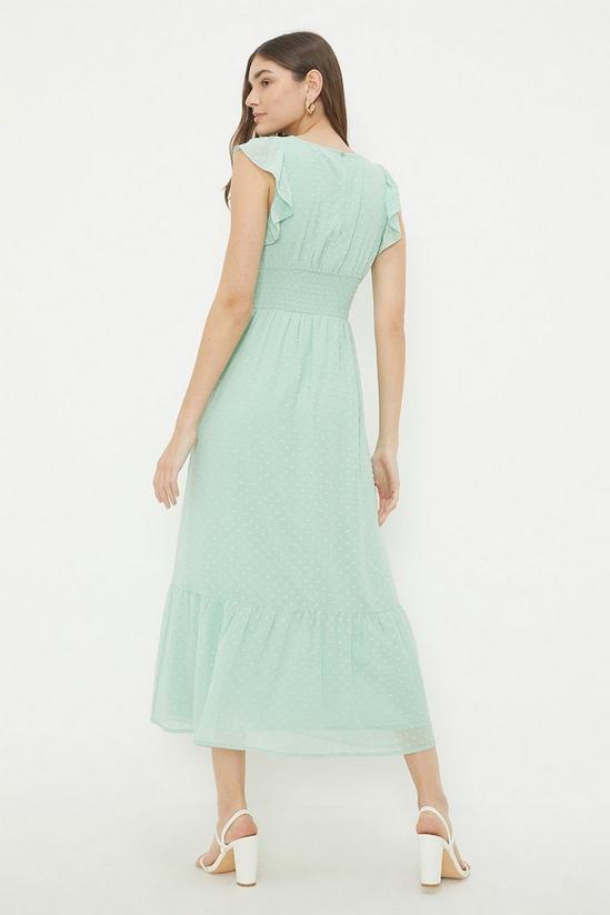 Dorothy Perkins Petite Mint Chiffon Shirred Waist Midi Dress 3