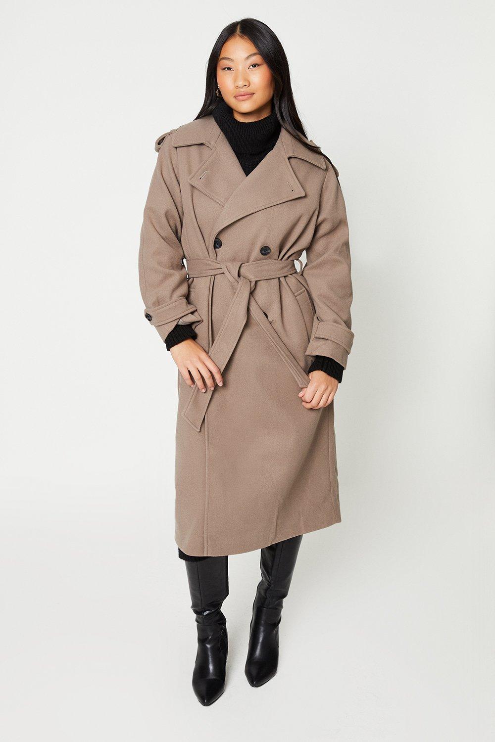 Belted wool trench coat sale