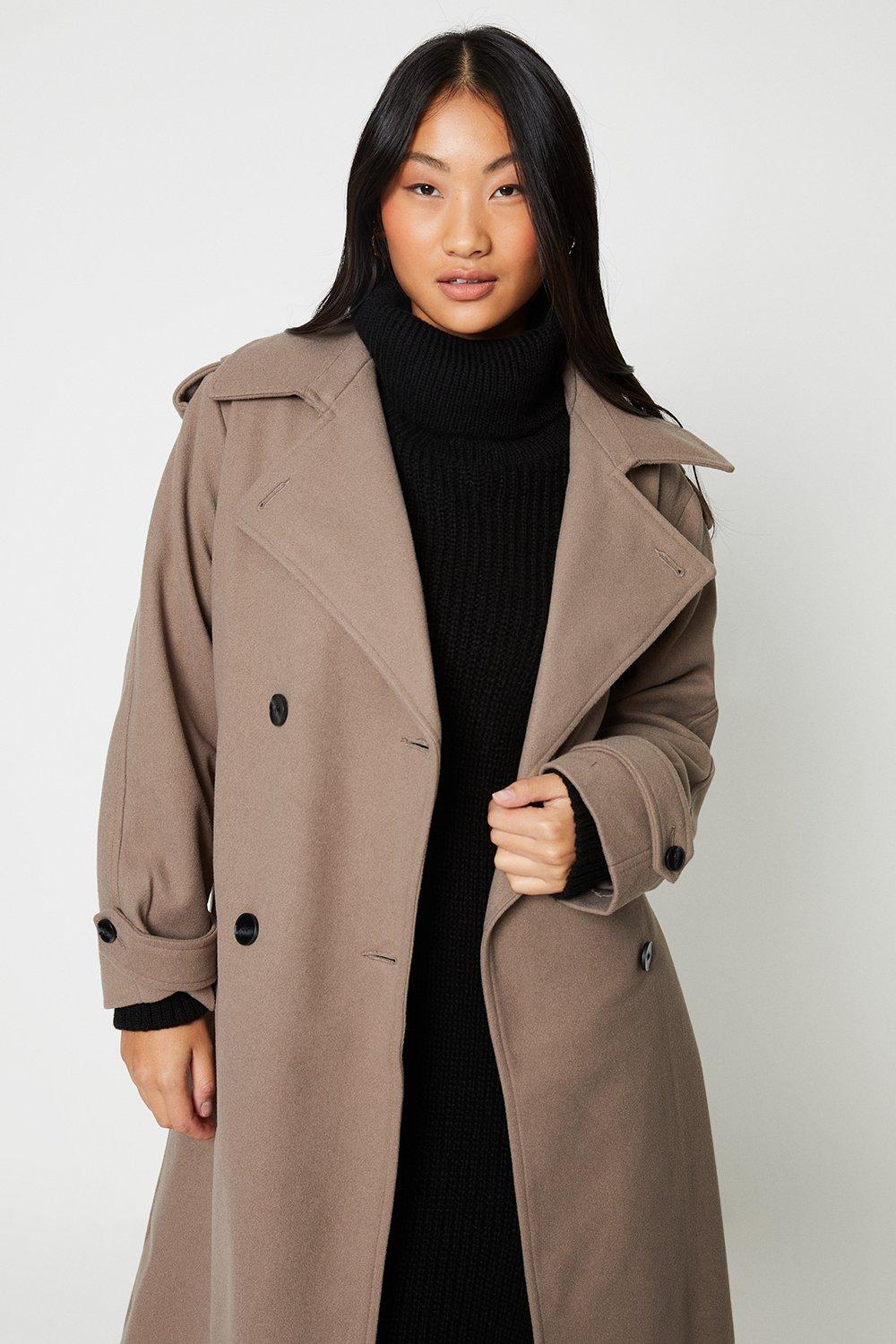 Petite wool cheap trench coat