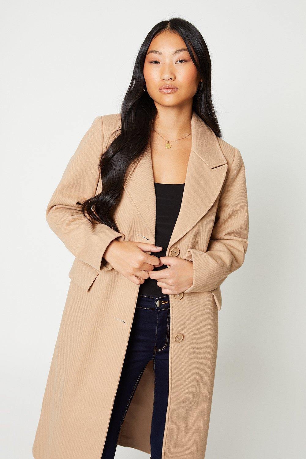 Petite single breasted wool coat sale