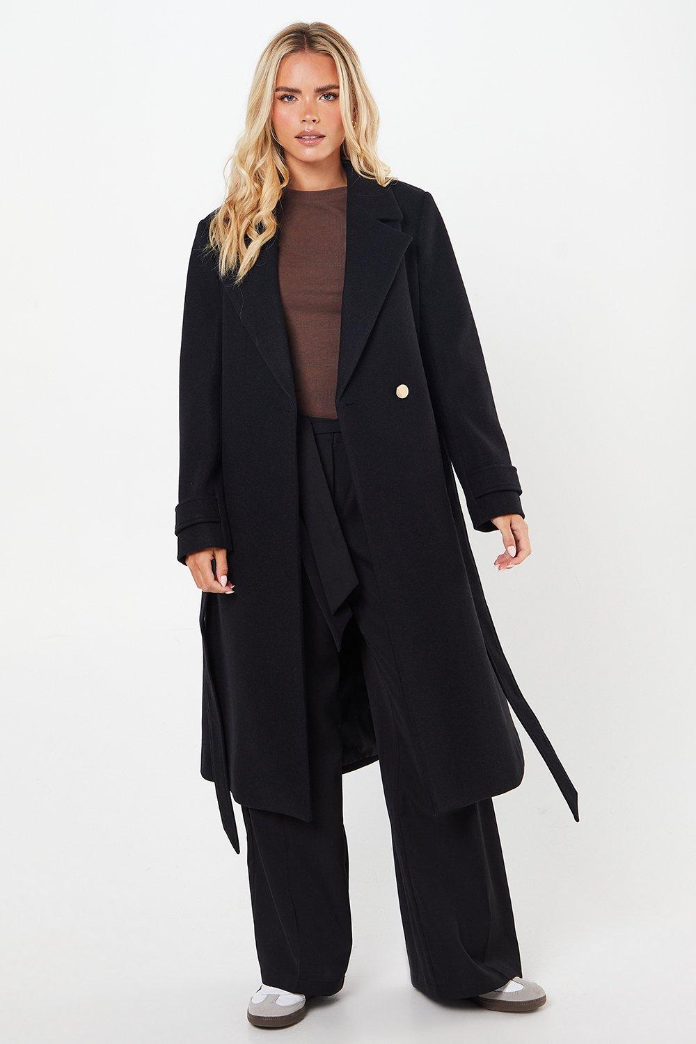 Petite coat cheap with belt