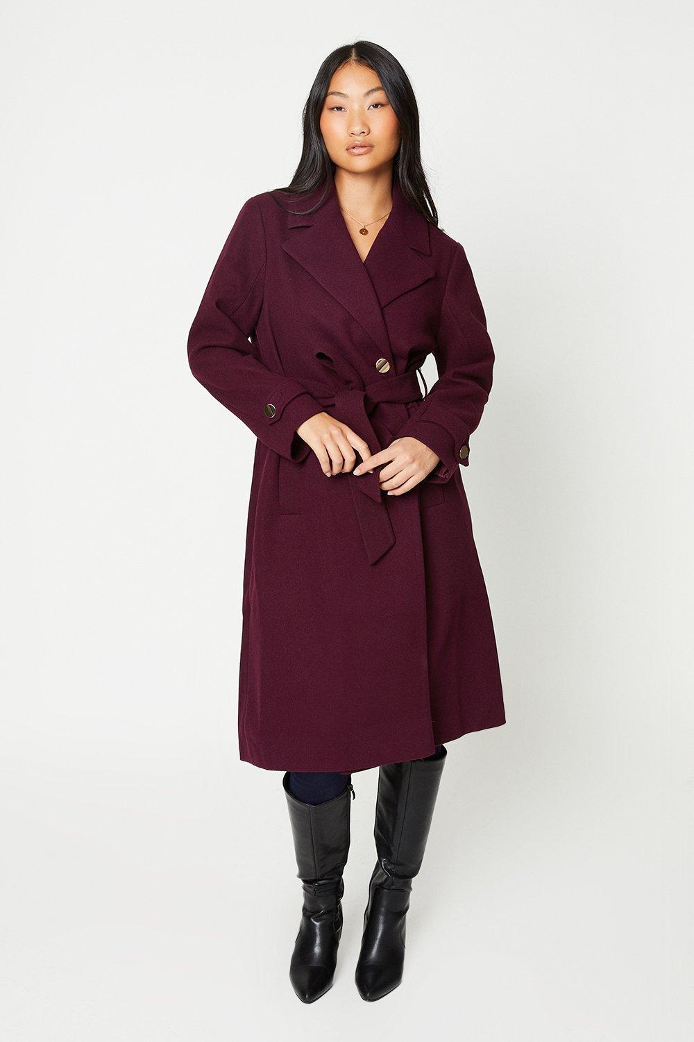 Jackets u0026 Coats | Petite Longline Belted Coat | Dorothy Perkins