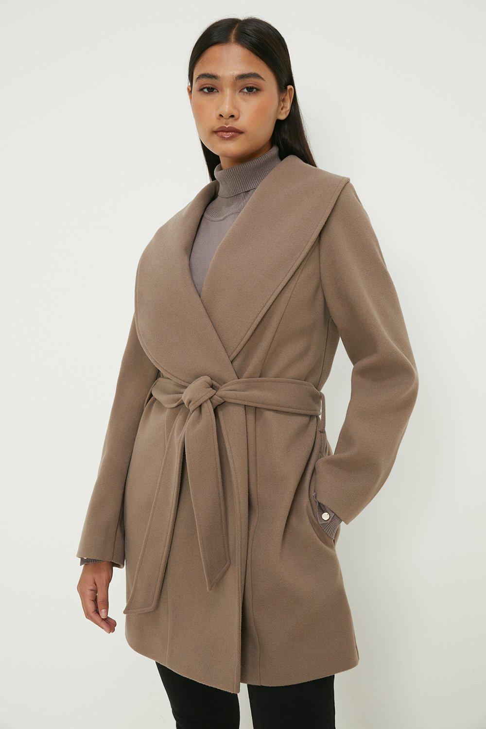 Petite Short Belted Wrap Coat