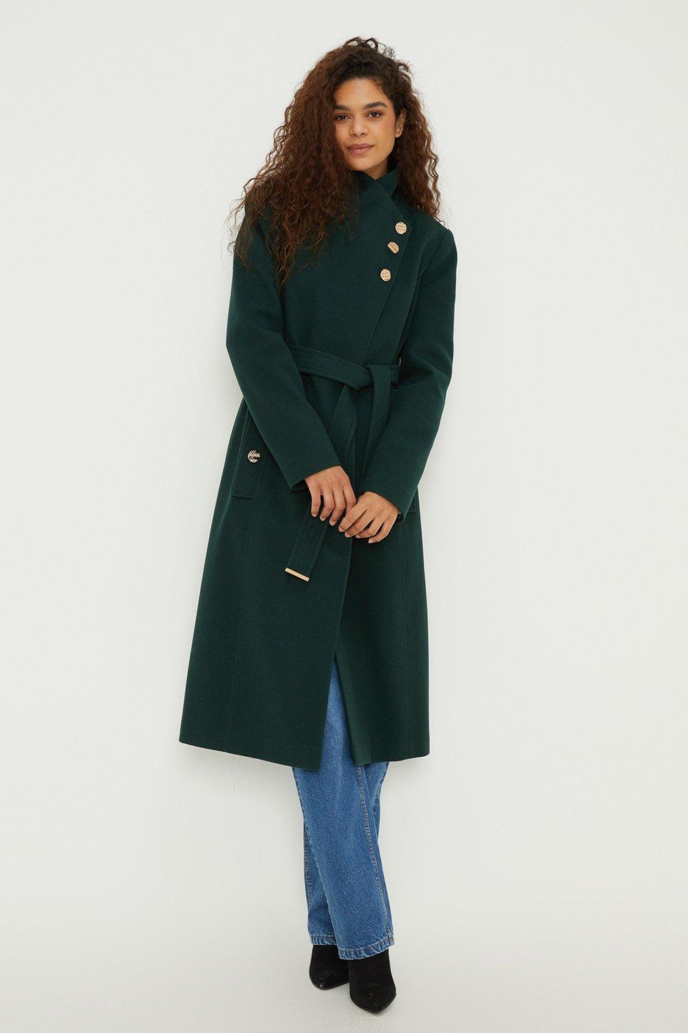 Women’s Tall Funnel Neck Coat - forest - L