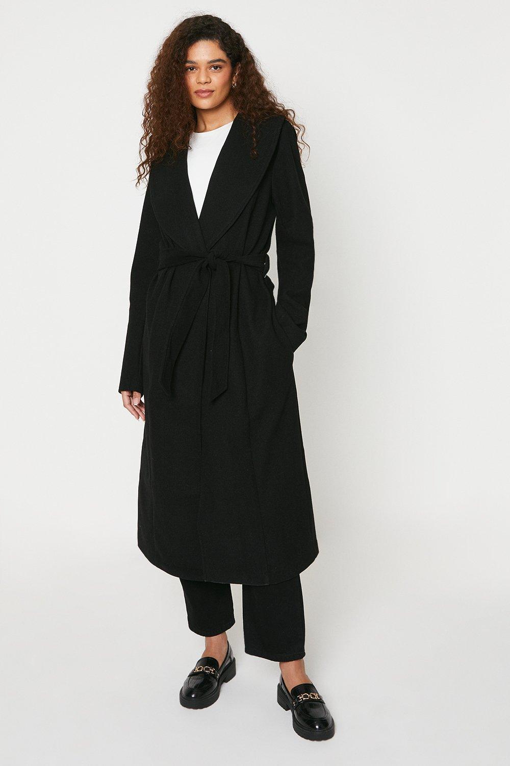 Dorothy perkins black deals wrap coat