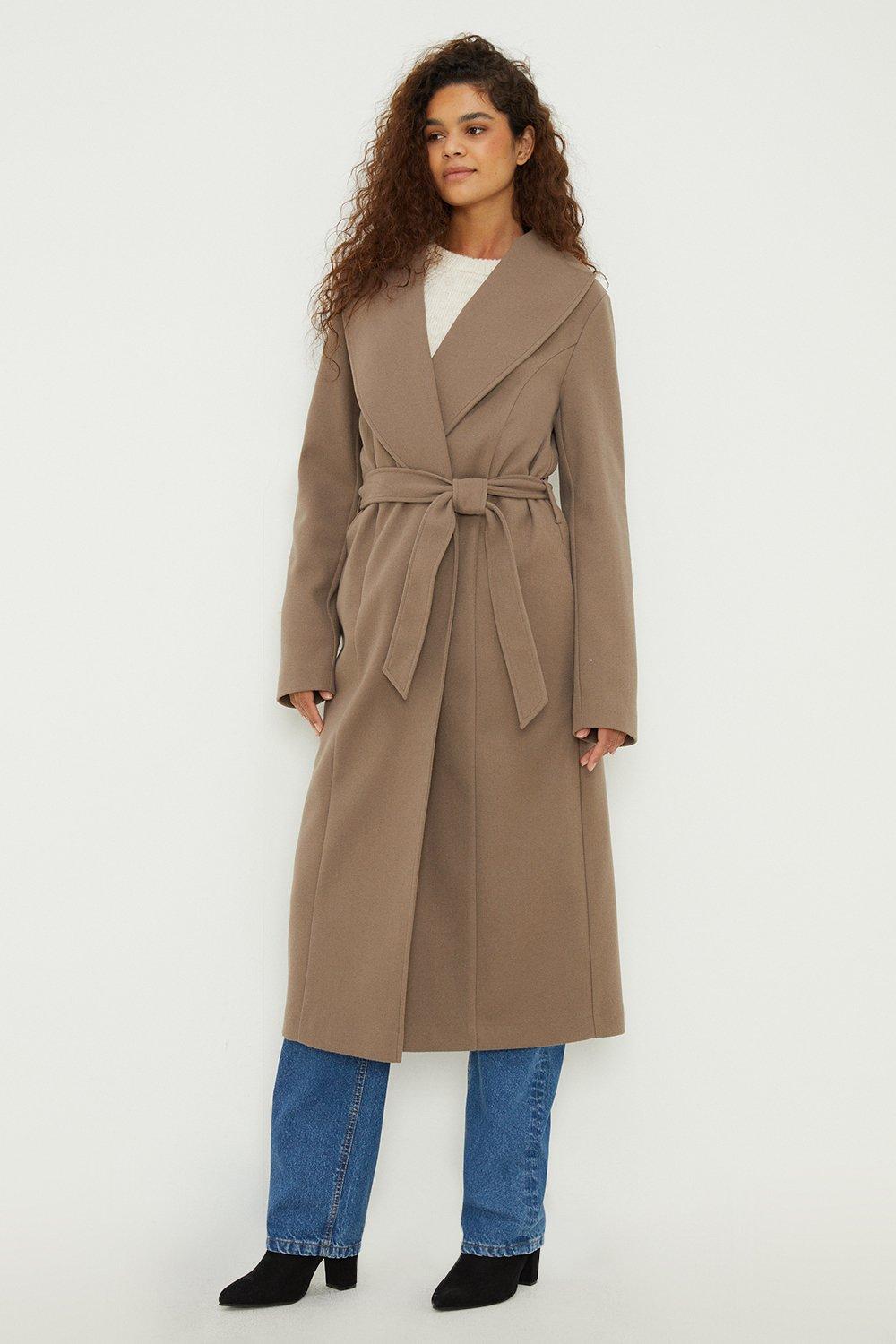 Women's Tall Longline Wrap Coat - mink - L