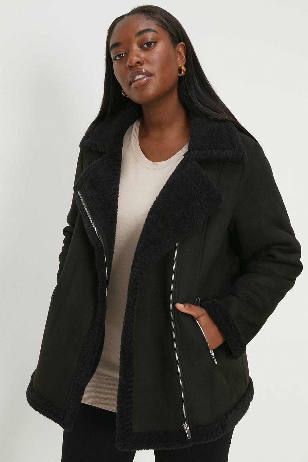 Ladies black 2025 aviator jacket