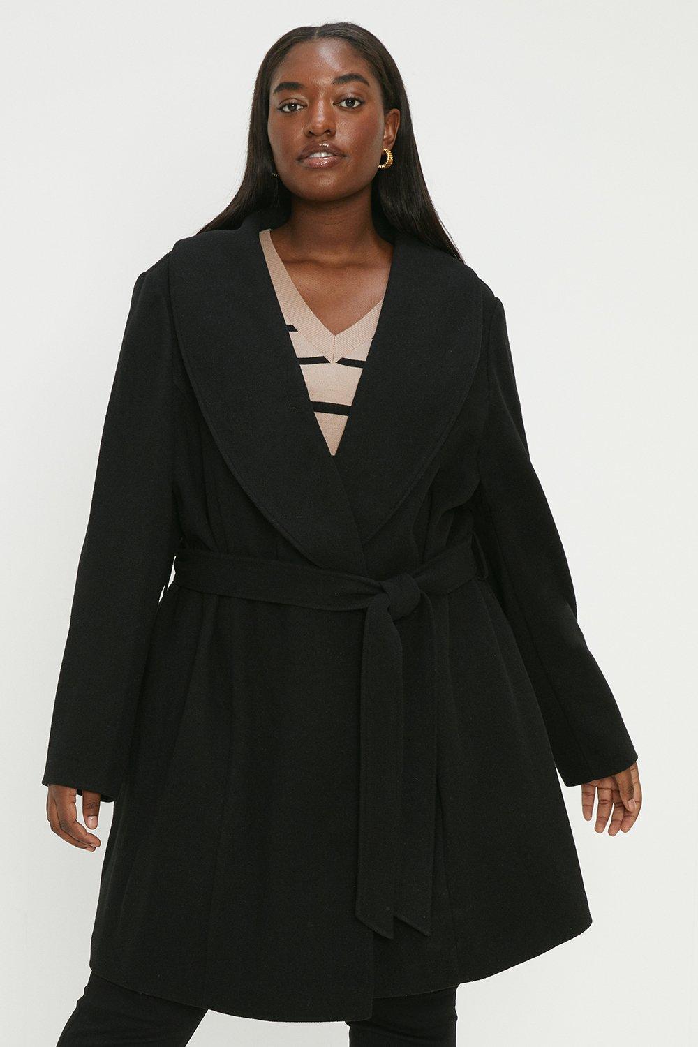 Women’s Curve Short Wrap Coat - black - XL