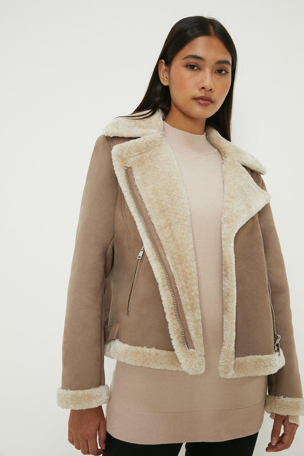 Petite shearling jacket sale