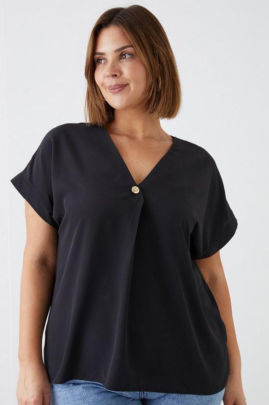 Dorothy Perkins Curve Button Front Roll Sleeve Blouse 2