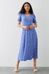 Dorothy Perkins Blue Spot Short Sleeve V Neck Midi Dress thumbnail 1
