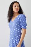 Dorothy Perkins Blue Spot Short Sleeve V Neck Midi Dress thumbnail 2