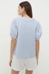 Dorothy Perkins Blue Stripe Embroidered Ruffle Neck Top thumbnail 3