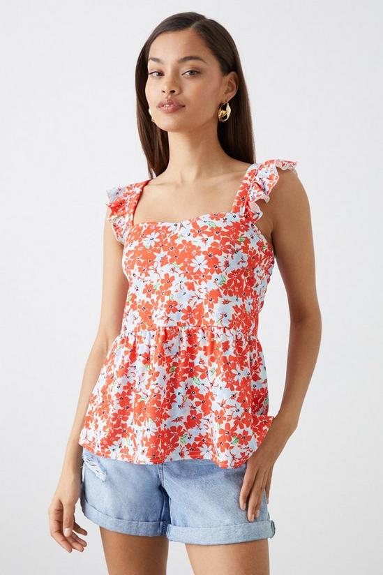 Dorothy Perkins Petite Red Floral Strappy Blouse 1