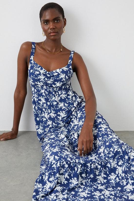 Dorothy Perkins Cobalt Floral Strappy Tiered Midi Dress 1