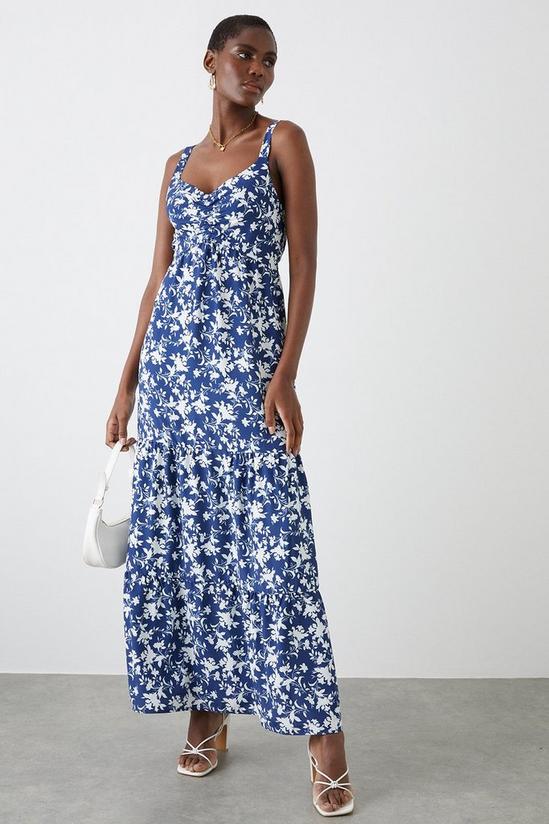 Dorothy Perkins Cobalt Floral Strappy Tiered Midi Dress 2