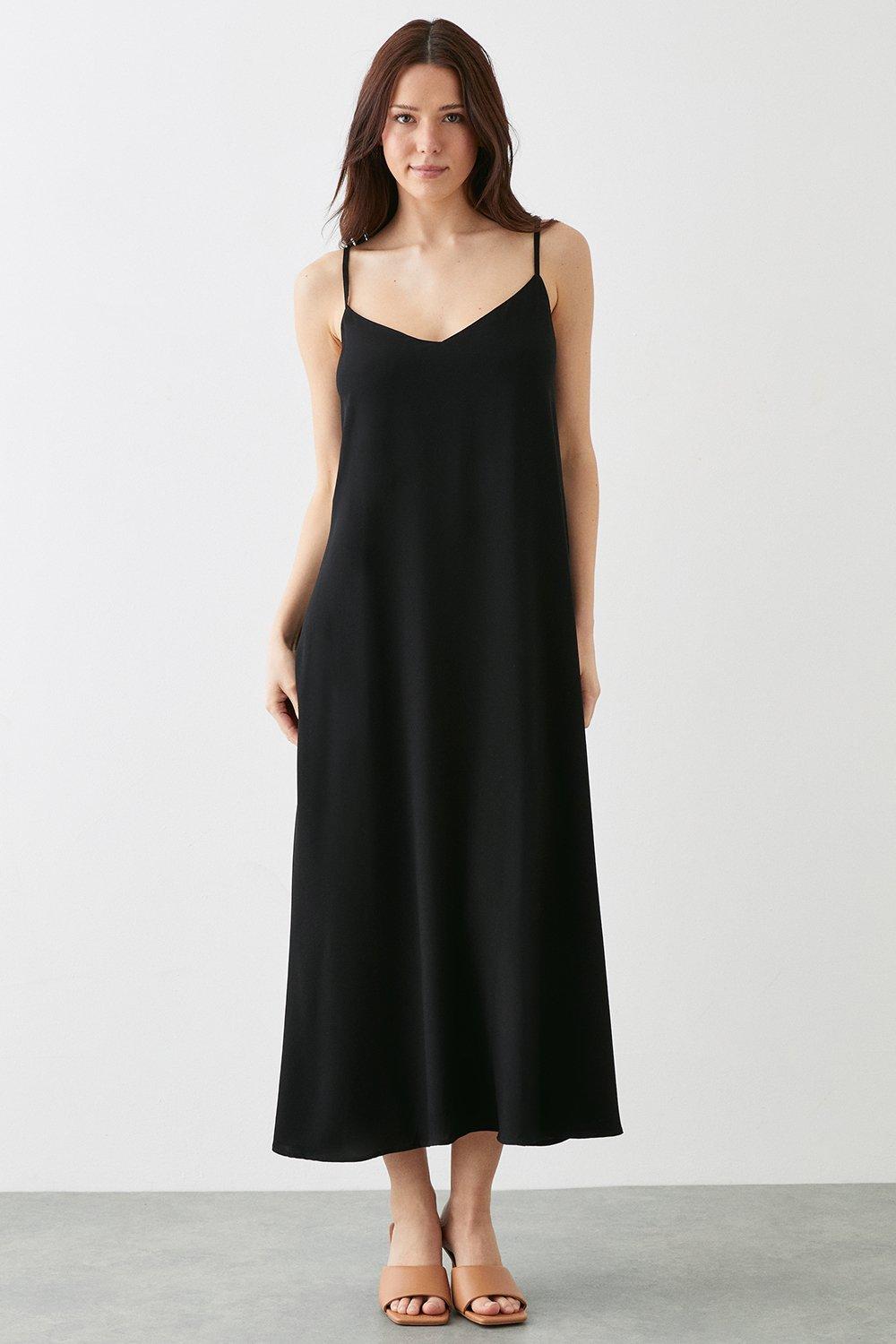 Women’s Strappy Midi Dress - black - S