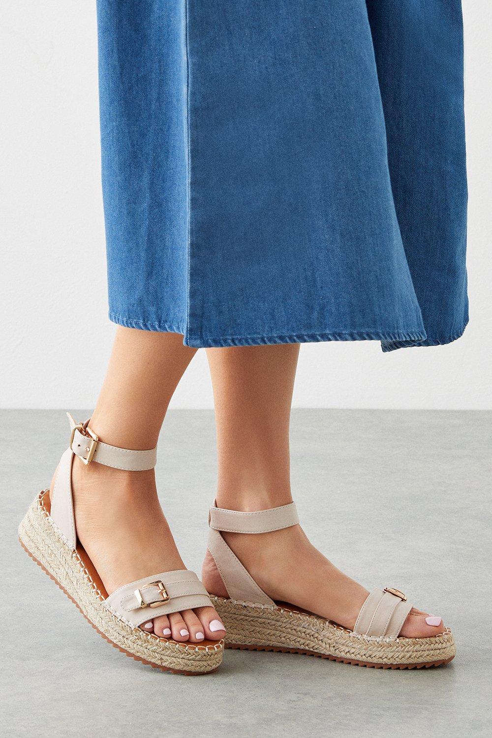 Womens Faith: Haley Low Wedge Two Part Sandals