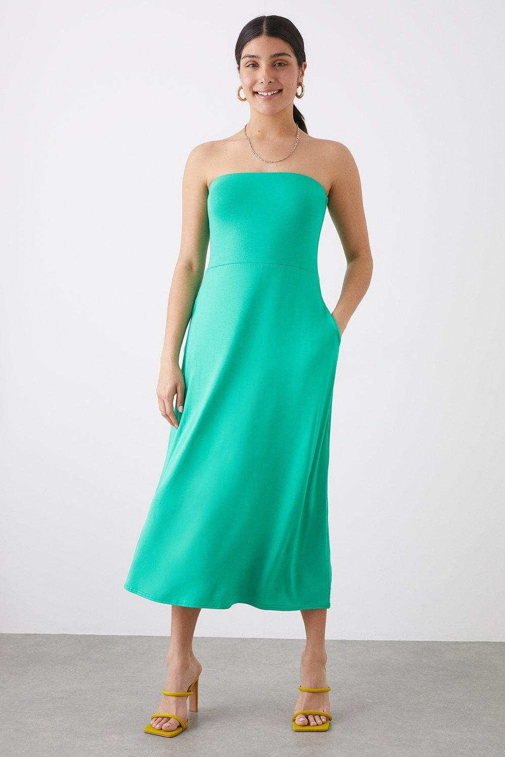 Women’s Bandeau Midi Dress - green - 8