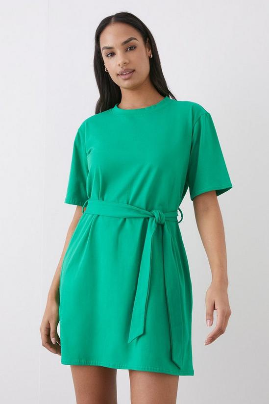 Dorothy Perkins Green Belted T-shirt Mini Dress 2