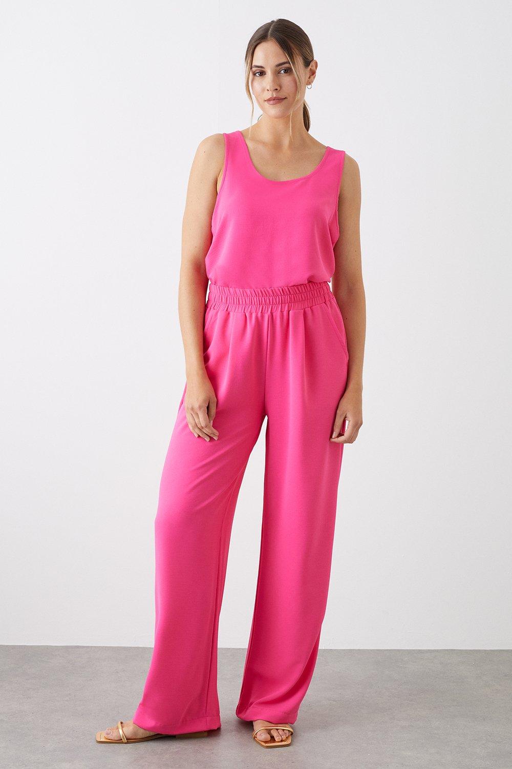 Women’s High Waist Loose Trousers - pink - 14