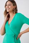 Dorothy Perkins Tall Green Short Sleeve Jersey Wrap Dress thumbnail 2