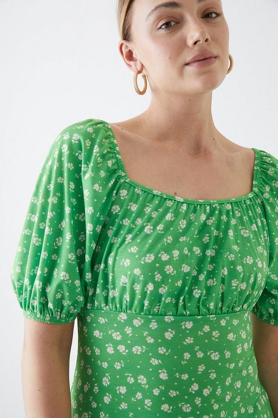 Dorothy Perkins Tall Green Floral Short Sleeve Midi Dress 2