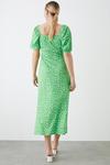 Dorothy Perkins Tall Green Floral Short Sleeve Midi Dress thumbnail 3