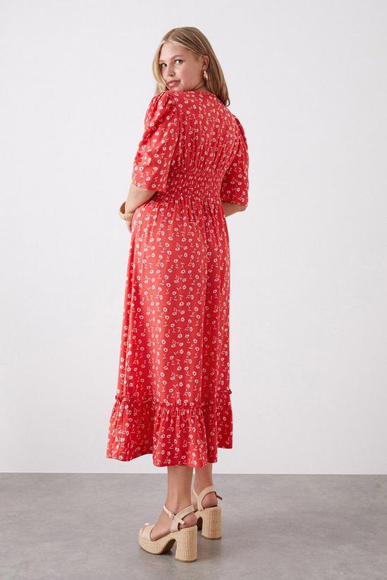 Dorothy Perkins Curve Red Floral Tirered Short Sleeve Midi Dress 3