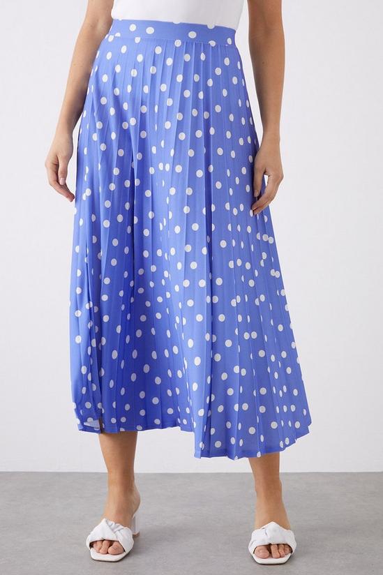 Dorothy Perkins Blue Spot Printed Pleated Midi Skirt 2