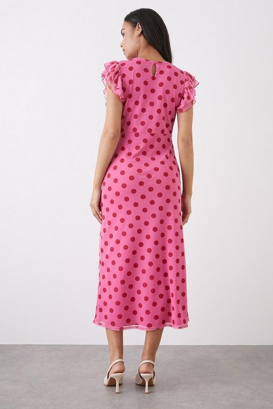 Dorothy Perkins Pink Spot Mesh Flutter Sleeve Midi Dress 3