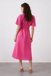 Dorothy Perkins Petite Pink Button Front Shirred Waist Midi Dress thumbnail 3