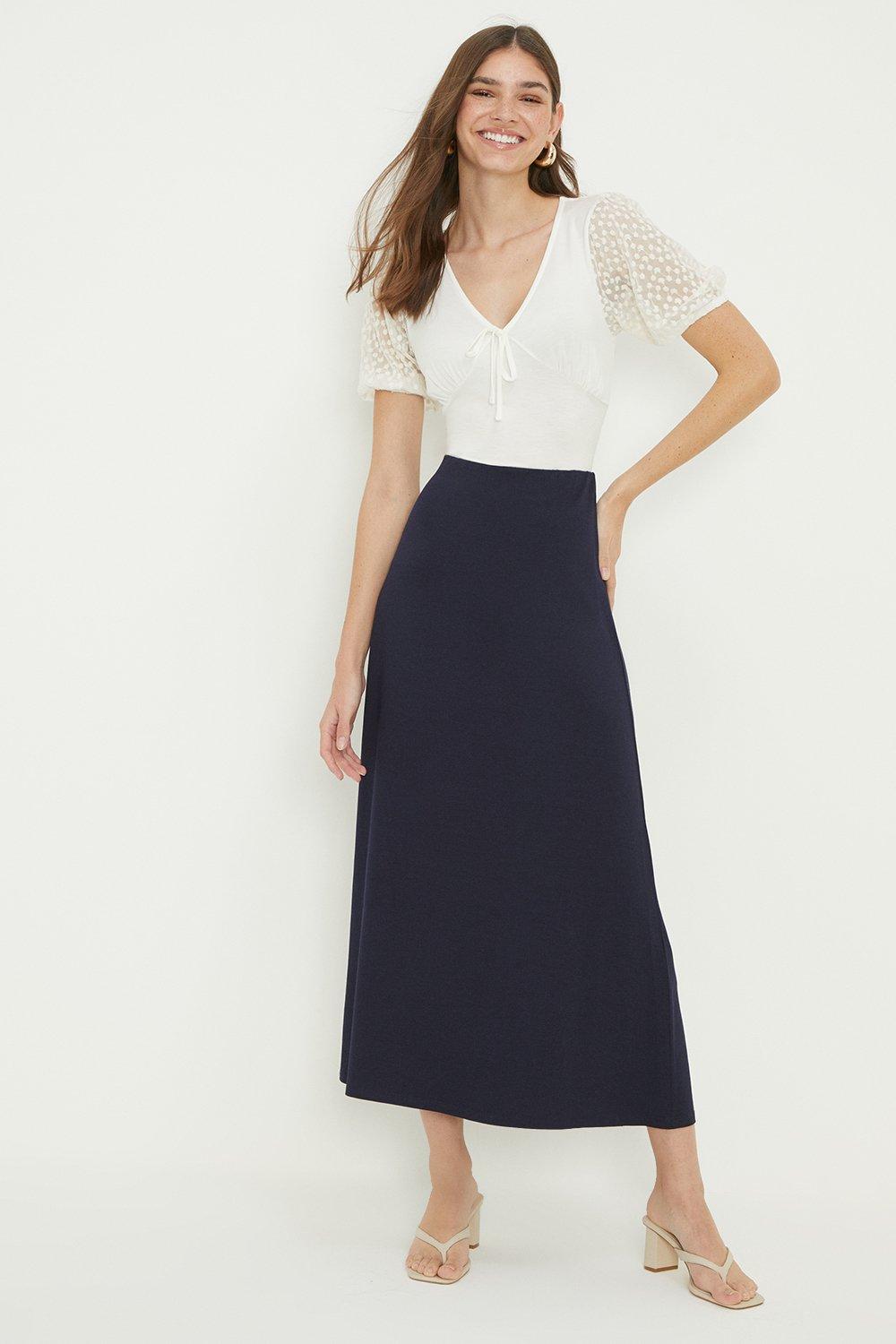 Tall Navy Midi Skirt