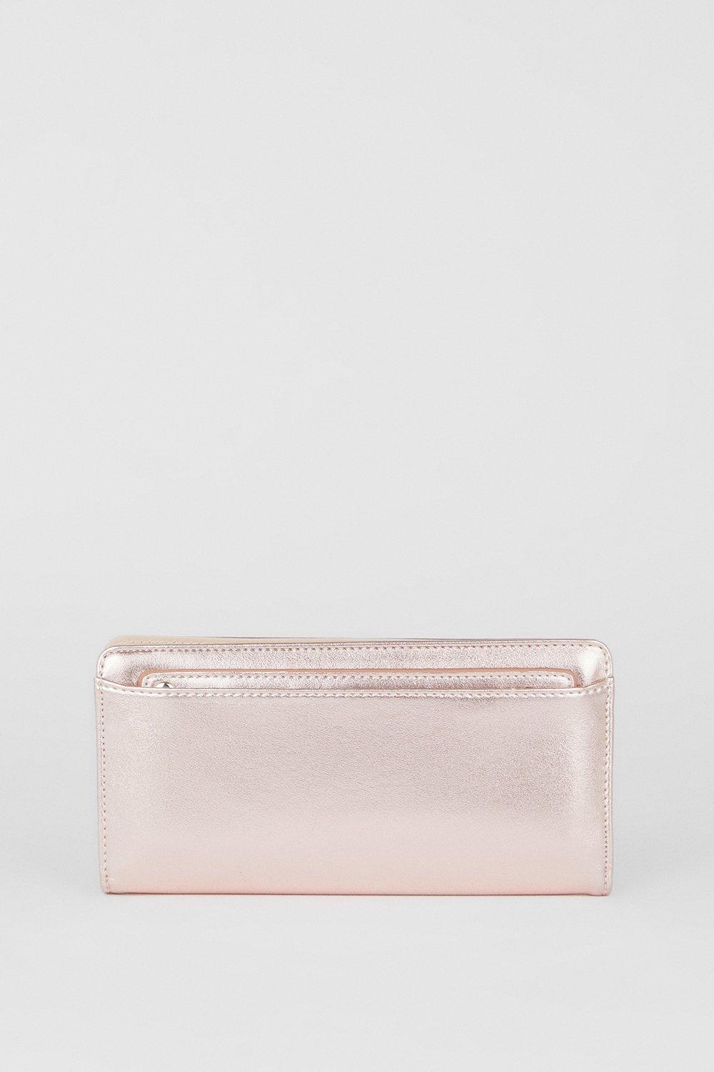 Women’s Faith: Maddy Metallic Purse Clutch With Wrist Strap - rose gold - ONE SIZE