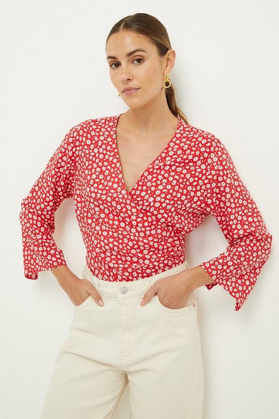 Dorothy Perkins Red Ditsy Wrap Top 1
