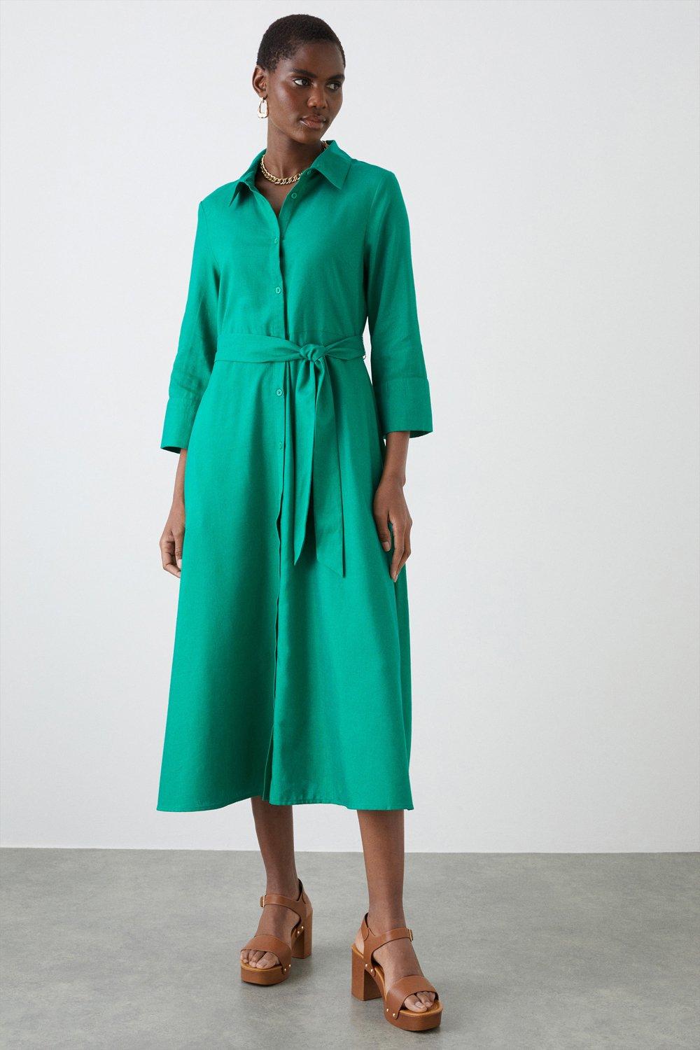 Green midi store shirt dress