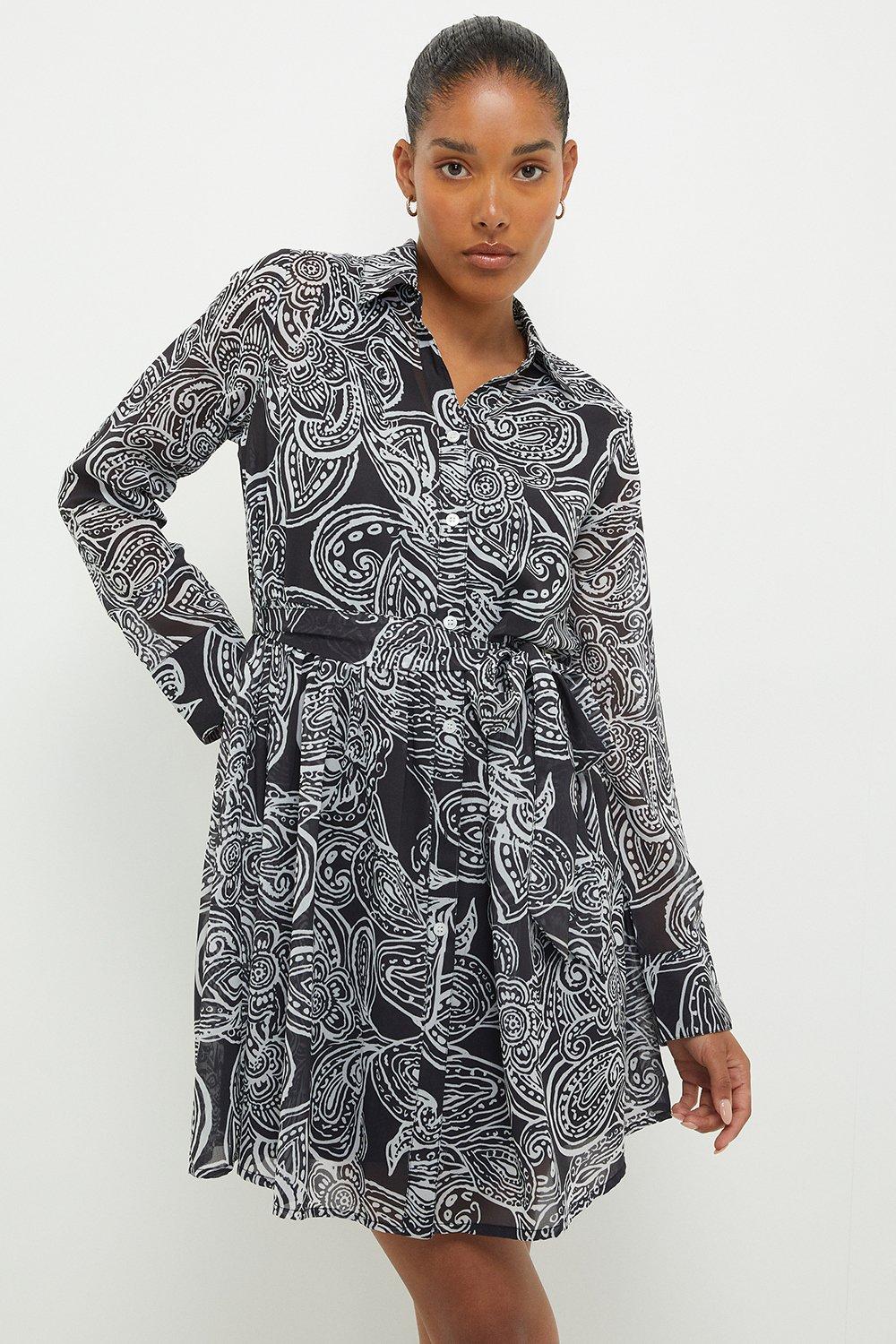 Dresses | Paisley Chiffon Mini Shirt Dress | Dorothy Perkins