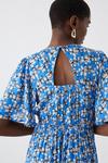 Dorothy Perkins Blue Floral Flutter Sleeve Midi Dress thumbnail 4