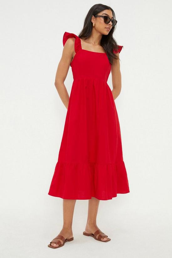 Dorothy Perkins Red Poplin Ruffle Strap Midi Dress 2