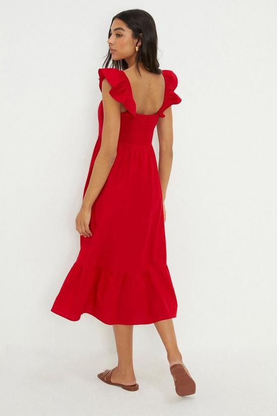 Dorothy Perkins Red Poplin Ruffle Strap Midi Dress 3