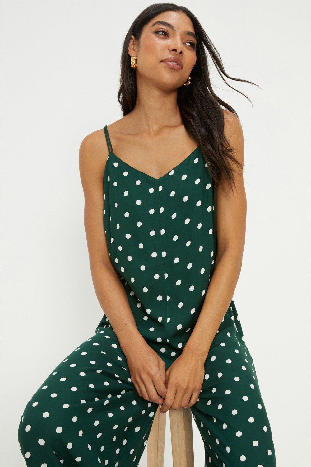 Green best sale spot jumpsuit