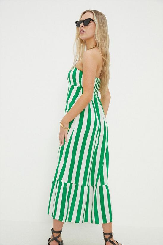 Dorothy Perkins Petite Green Stripe Bandeau Frill Hem Midi Dress 4