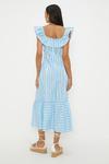 Dorothy Perkins Blue Stripe Frill Neck Midi Dress thumbnail 4