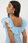Dorothy Perkins Blue Stripe Frill Neck Midi Dress thumbnail 5