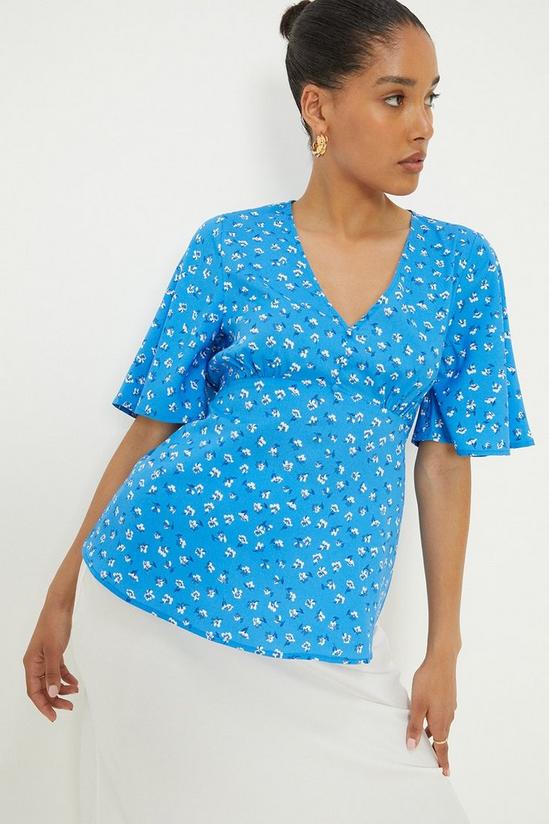Dorothy Perkins Blue Ditsy Button Front Tea Blouse 1