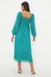 Dorothy Perkins Green Spot Chiffon Shirred Midi Dress thumbnail 3