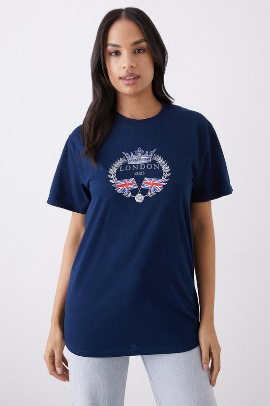 Dorothy Perkins Navy London Crown Coronation T Shirt 1