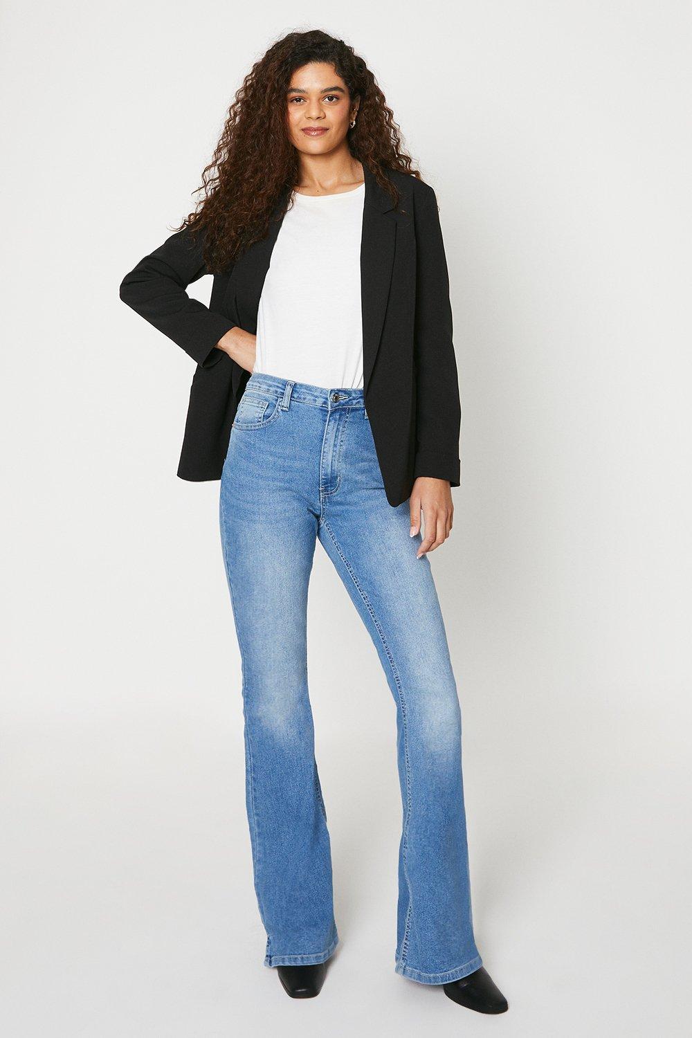 Womens Tall Side Split Stretch Flared Jeans